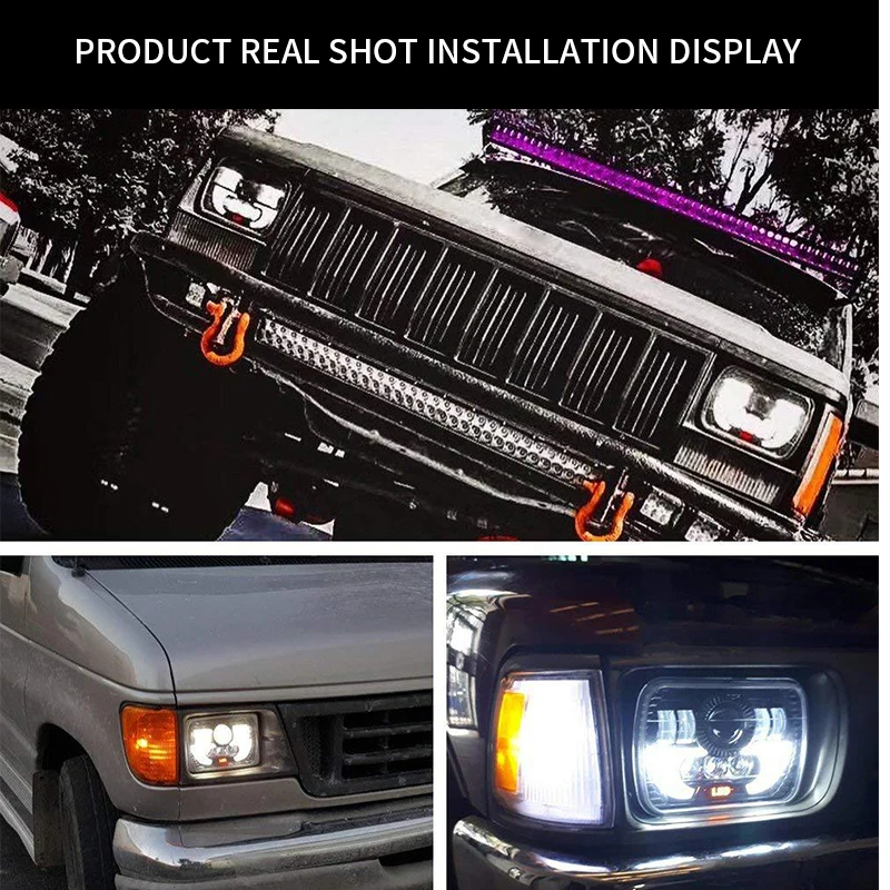 7X6 5X7 Inch Square Hi/Lo Beam LED Headlight Headlamp DRL Turn Sigal For Jeep Wrangler YJ Cherokee XJ 4x4 Auto Car Accessories images - 6