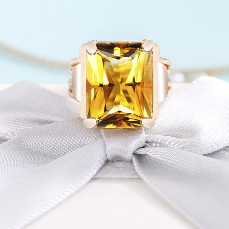 

MFY Popular Coffee Color Square Crystal Women's Ring Fashion Geometry Accessories For Party Ring Jewelry