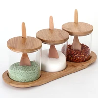 creative 3pcs kitchen tank supplies seasonal containers with spoon lid condition dispenser spice pepper salt storage jar