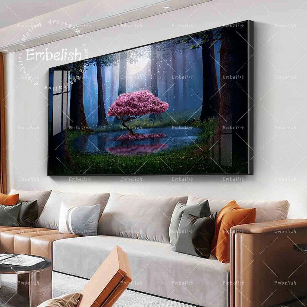 

1 Pieces Pink Tree On The Forest Landscape Wall Art Pictures HD Print On Canvas Paintings For Living Room Home Decor Posters