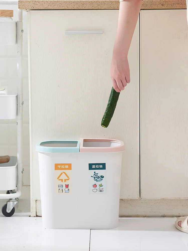 

Large Nordic Trash Can Recycling Bins Plastic Trash Bin Kitchen Rectangle Garbage Sorting Rangement Cuisine Trashcan BK50LJ