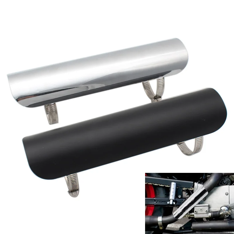 Черный/хромированный металлический глушитель выхлопной трубы мотоцикла