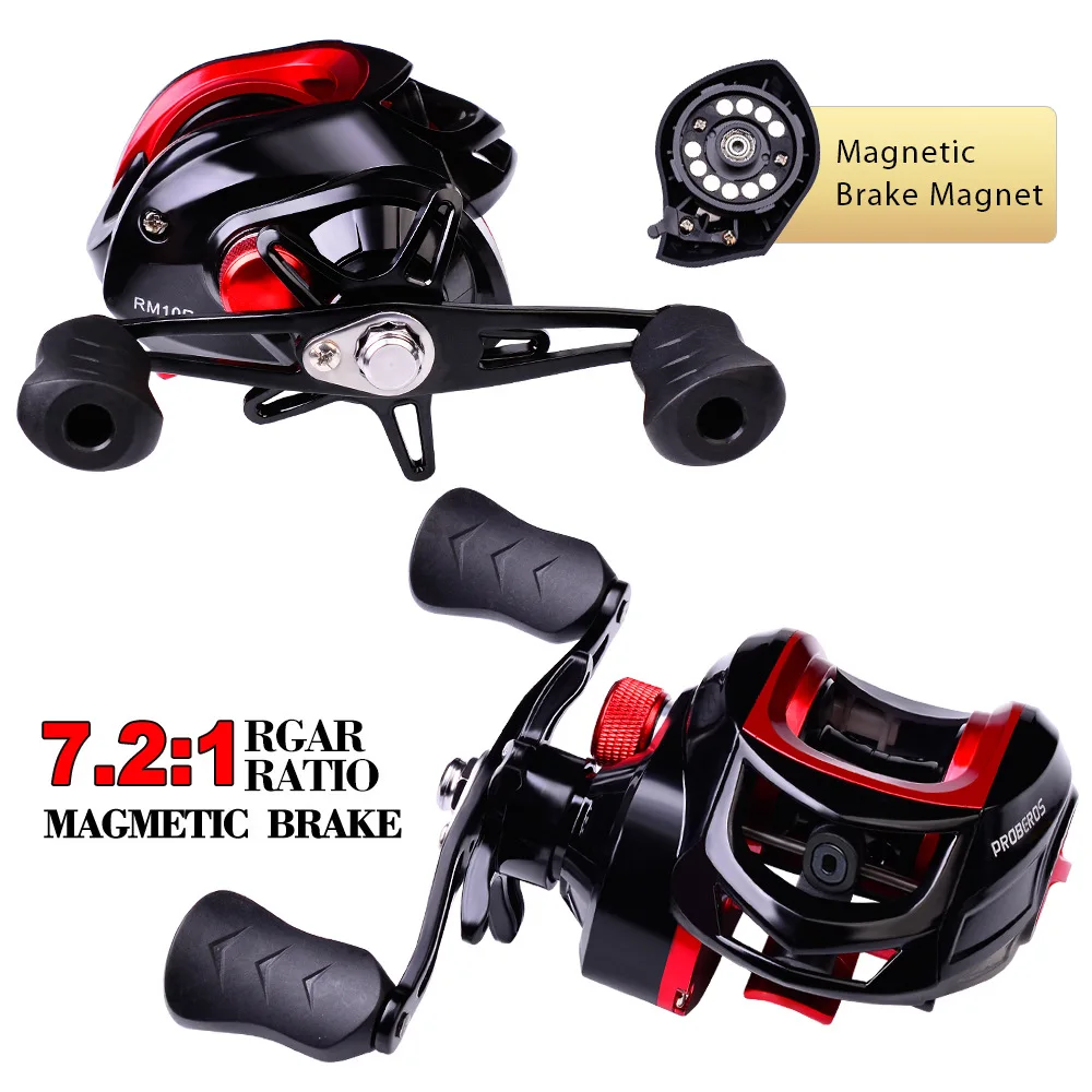 

PROBEROS Baitcasting Reel 7.2:1 Gear Ratio Fishing Wheel Magnetic Brake System Fishing Reel 8KG Max Drag Reinforced Reel Outdoor