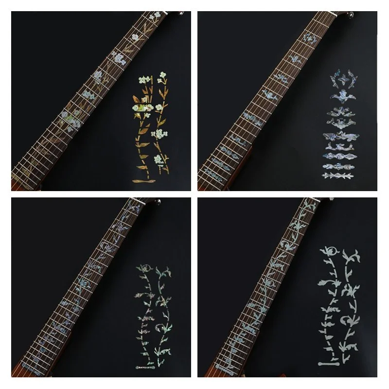 gitarre griffbrett aufkleber intarsien decals elektrische gitarre ultra dünne aufkleber bass ukulele griffbrett dekoration zubehör free glob