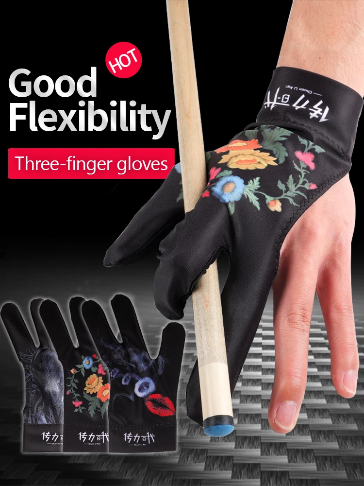 

3 Fingers Gloves Billiard Left-hand Gloves Adjustable Tightness Pool Cue gloves unisex Mitten Anti-skid Elasticity