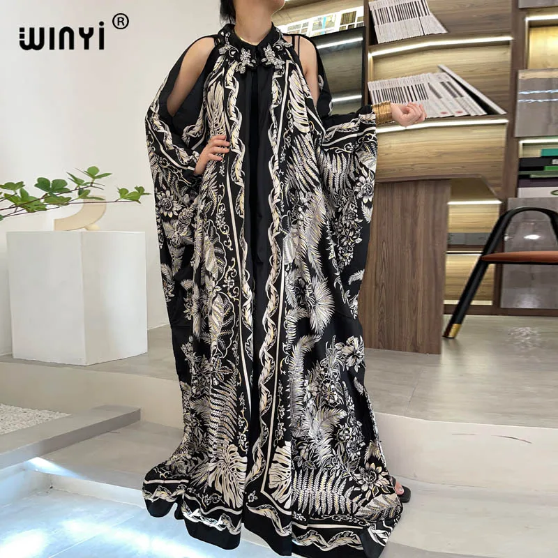 

WINYI sukienka Fashion Summer kimono Dress free Size Women's robes de cocktail Printed Elegant Casual Vacation Loose Dresses
