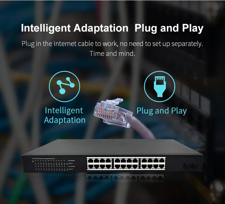 Коммутатор с 24 портами gigabit POE внешний выключатель 54 Гбит/с ширина 250 Вт мощность