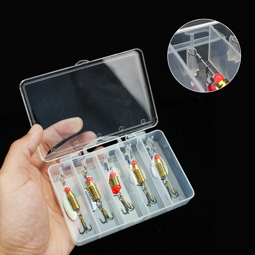 

5 Compartments Storage Case Fly Fishing Baits Spoon Hook Bait Tackle Plug Case Box Waterproof Fishing Tackle Boxing Pesca