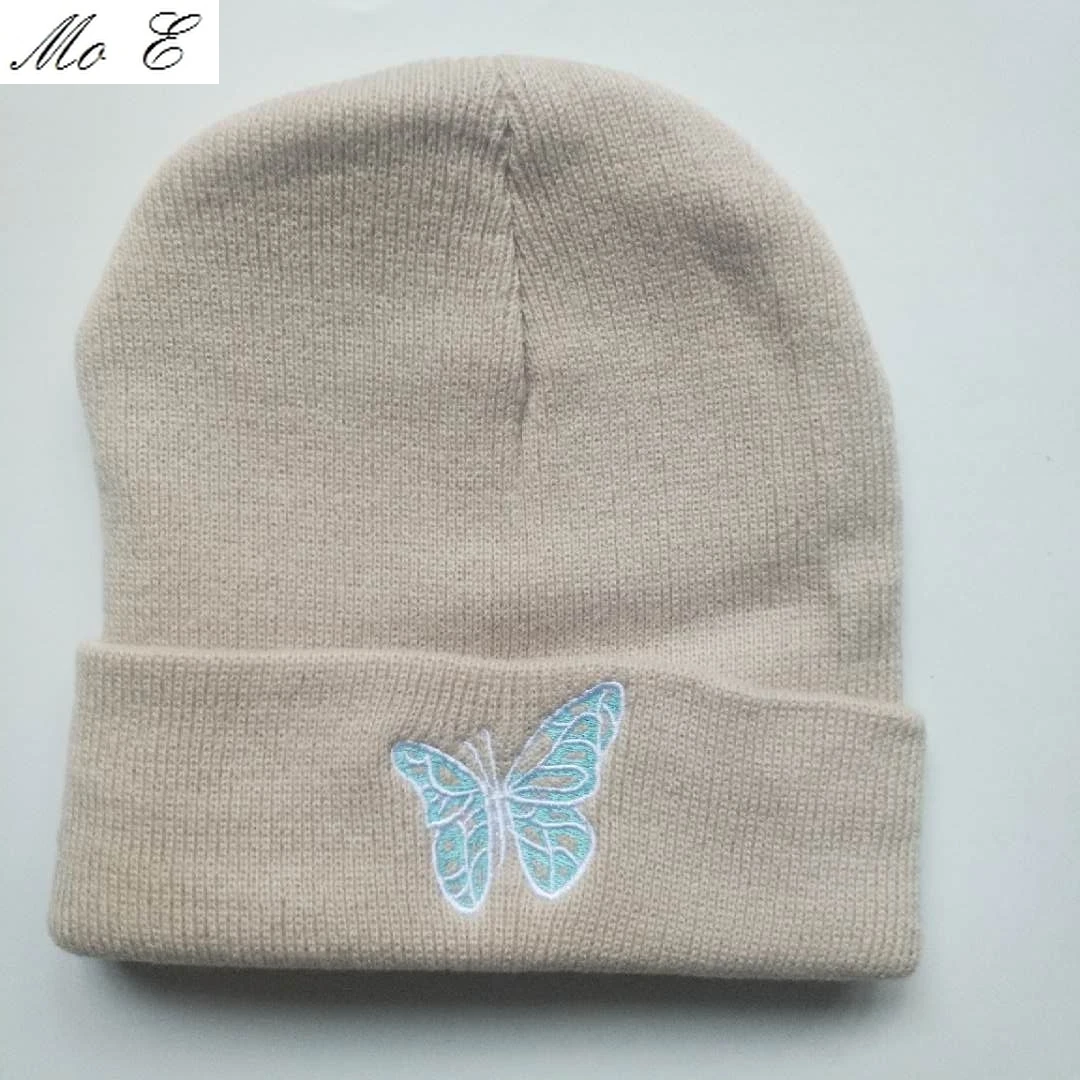 

Warm Autumn Women hat Beautiful Butterfly embroidery hat Skullies & Beanies