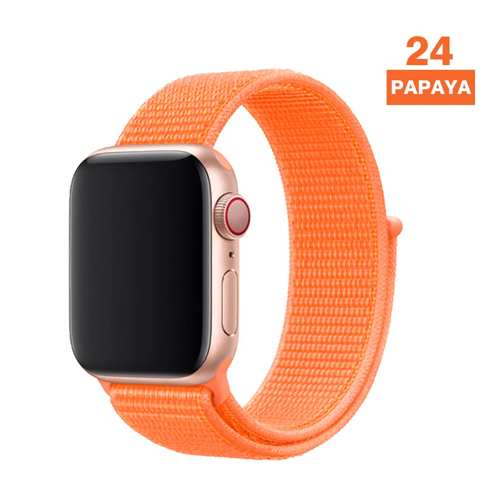 Papaya Ремешок для наручных часов Apple Watch серии 3/2/1 38 мм 42 мм мягкий нейлон дышащий сменный ремешок Спортивные петли для наручных часов iwatch серии 4 5 40 мм 44 мм - Цвет ремешка: Papaya