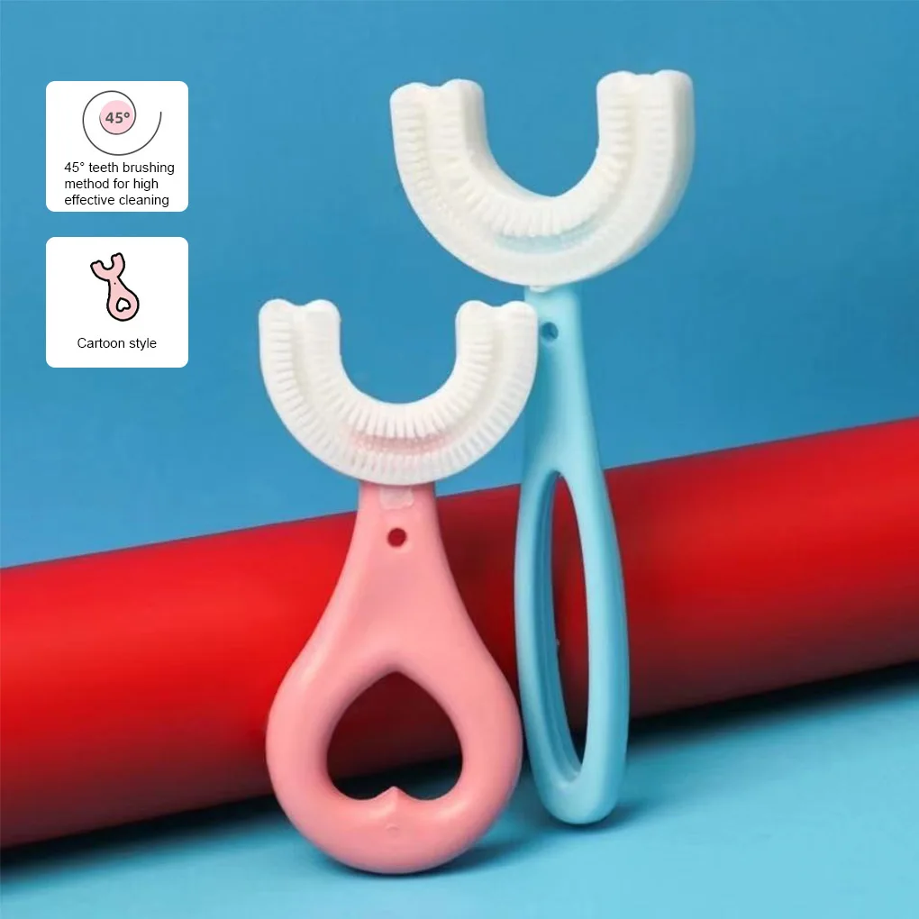 

Kids Toothbrush U-Shape Infant Toothbrush with Handle Silicone Oral Care Cleaning Brush for Toddlers Ages 2-12