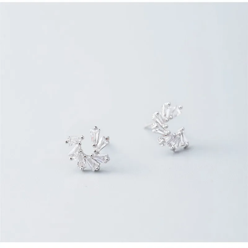 18k золотые серьги-гвоздики с кристаллами и цирконием для женщин 925 пробы