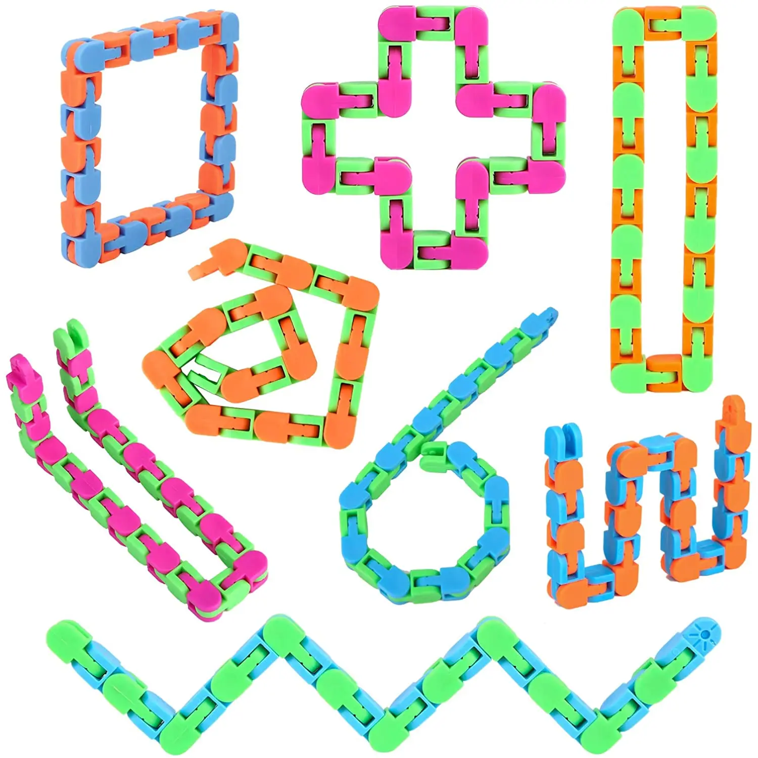 

8Pcs Wacky Tracks Snap Fidget Click Toys for Kids Finger Sensory Snake Toys for Stress Relief ADD ADHD DIY Toys Autism ADHD AHD
