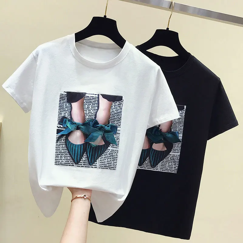 

Women Soft T-shirt Korea New Summer Cute Harajuku O-Neck Camisetas Short Sleeve Shirts Female T Shirt Style Tops Tee