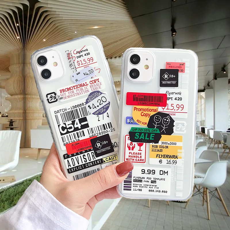 

Phone Case For Xiaomi Poco X3 M3 Redmi 10X 9Prime 9A 9C 8A Dual 7A 6A Note 9S 8 Pro Max TPU Sticker Retro Label Bar Cover