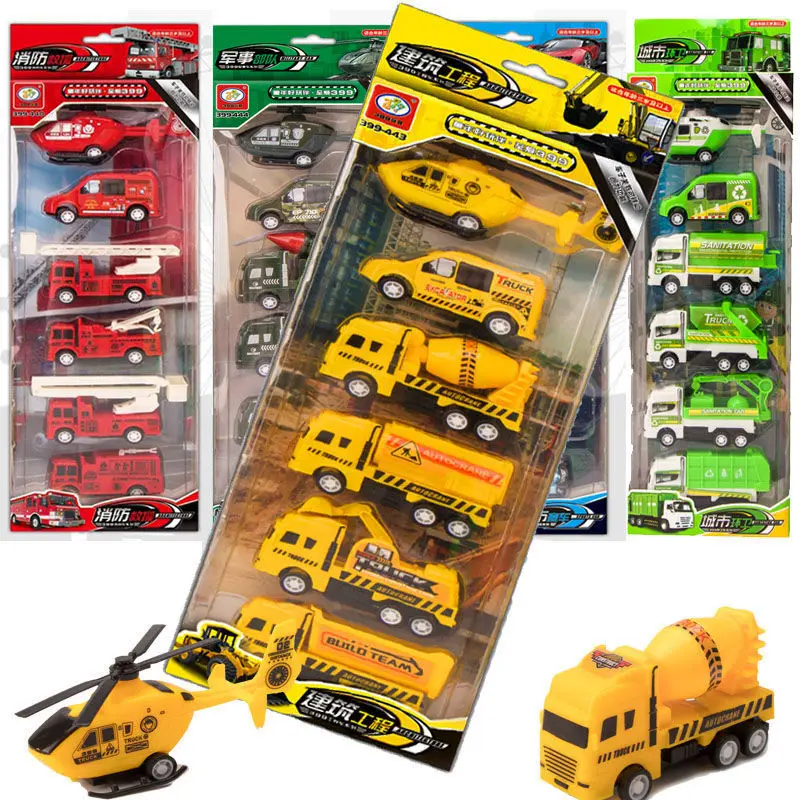 

6Pcs/Set Building Blocks DIY Police Car Fire Truck Castle Model Compatible Lego Bricks Kids Educational Toys Gifts