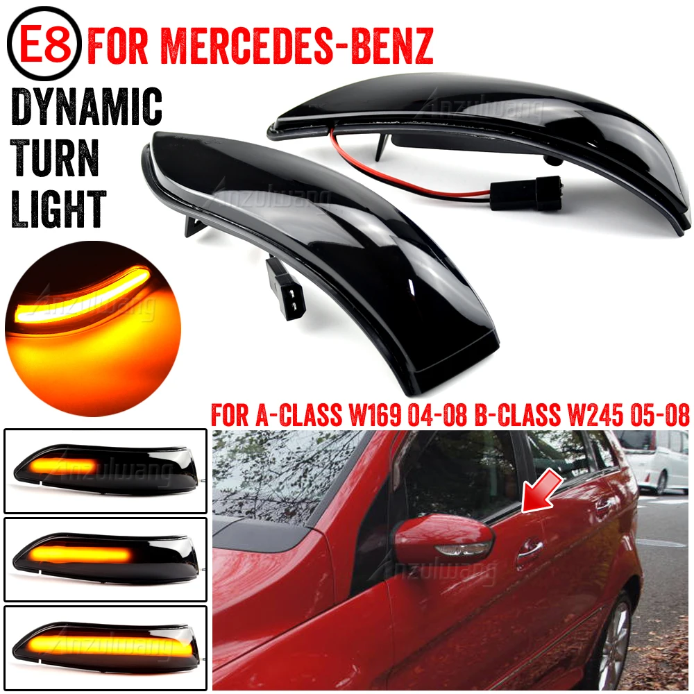 

2*LED Dynamic Side Mirror Indicator Sequential Light For Mercedes Benz A B Class W169 A160 W245 2004- 2008 Prefacelift