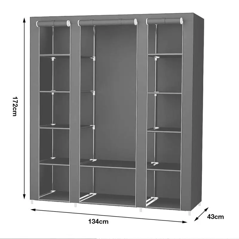 172*134*43CM Non-woven Wardrobe Bedroom Cloth Portable Folding Light Clothing Storage Cabinet Dustproof Closet HWC | Мебель