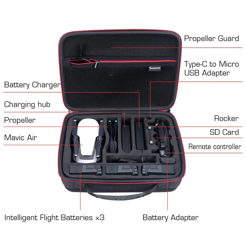 Smatree чехол для переноски для DJI Mavic Air Batteries, дорожная сумка для DJI Mavic Air Drone Fly More Combo