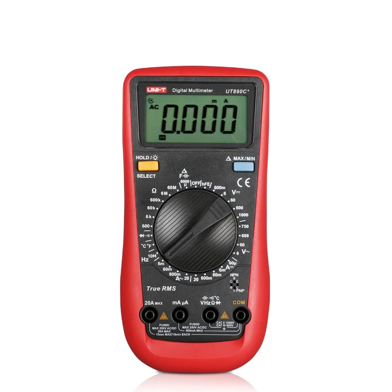 Uni-t Цифровой мультиметр True RMS UT890C UT890C+ UT890D+ ручной диапазон AC DC Частота, емкость, температура измерительный прибор с подсветкой
