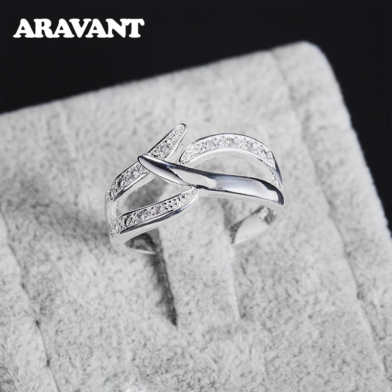 

Fashion 925 Silver Zircon Finger Ring For Women Wedding Jewelry Gift