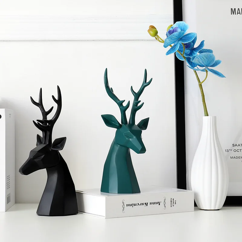 Европейский стиль декорации головы оленя модный зал ТВ шкаф вино животный художественный творческий подарок.