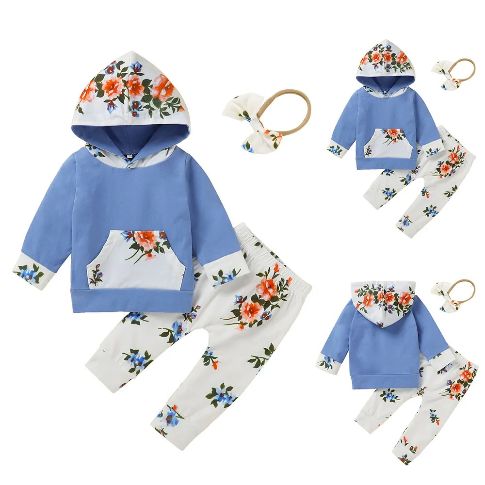 

3 шт., детские Кофты и брюки с цветочным принтом