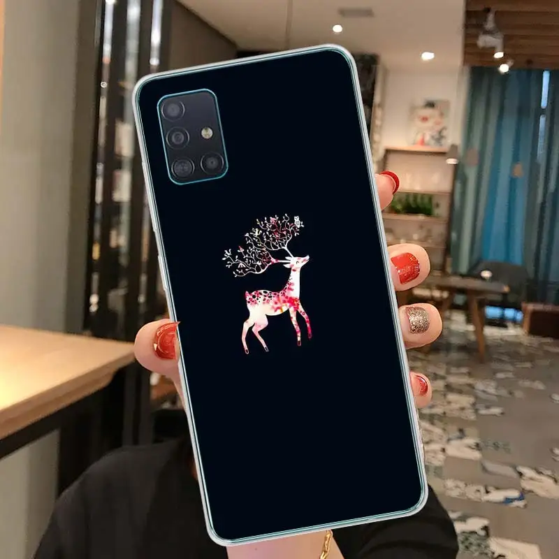 

Christmas Deer Case for Samsung Galaxy A51 A71 5G UW A21s M51 A21 A9 A Quantum A11 A31 Coque Silicone Phone Cover
