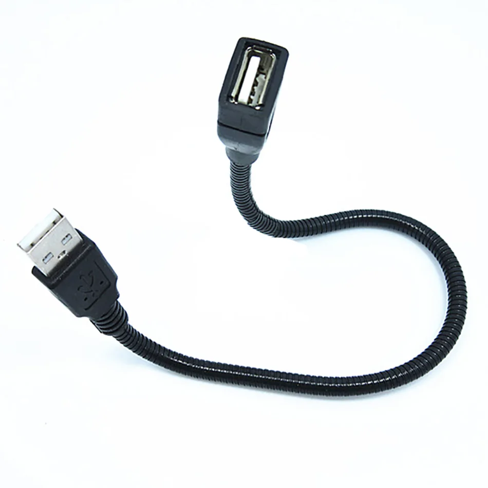 

35cm Flexible Metal USB Extension Cable Male to Female Extension Power Supply Cord Extender Data Cord Mini Cable