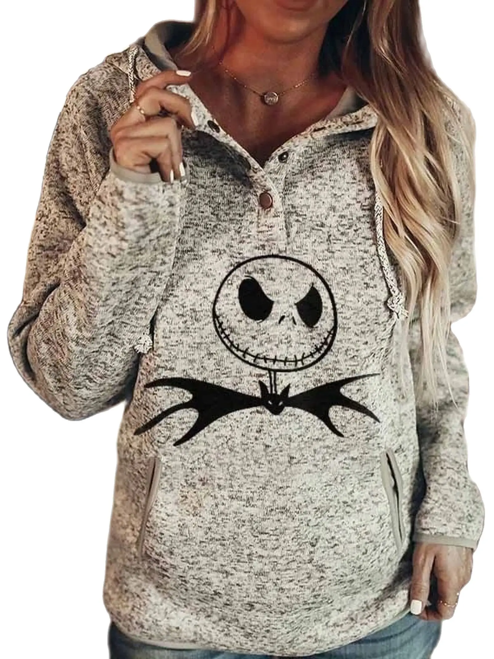 

Fashion Tops Creative Pattern Jumper Kawaii Pullover Women's Long Sleeve Printed Halloween Casual Hooded Sweater for Girls