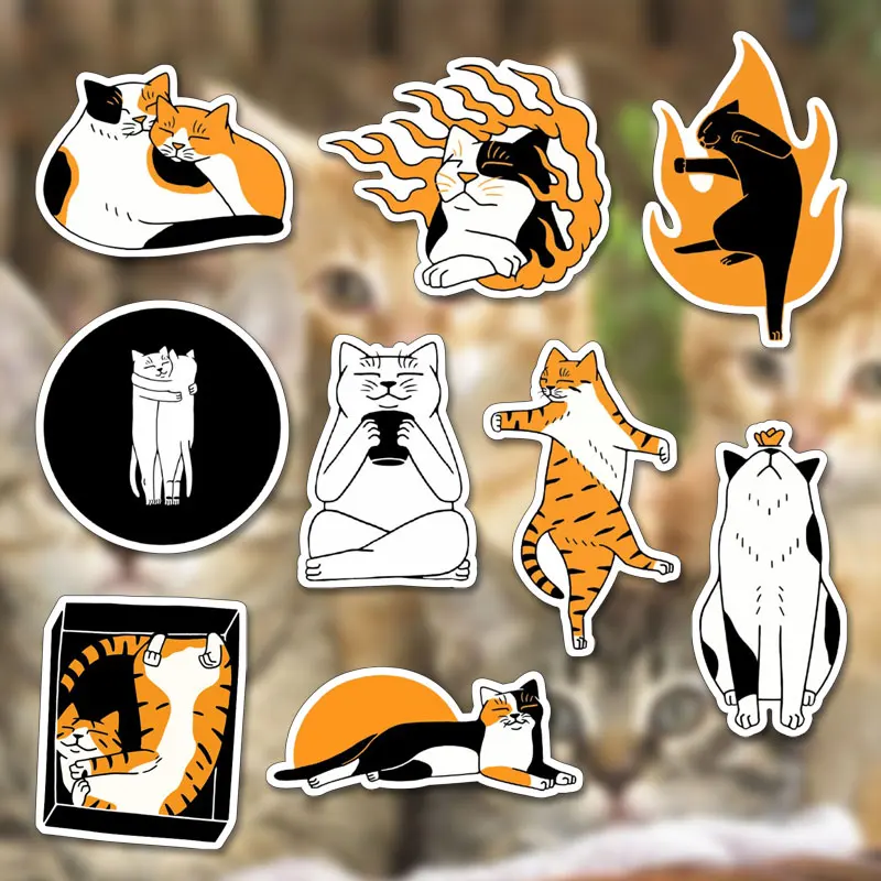 

9 Pcs Cute Cats Animal Graffiti Sticker Mixed Style Toys For Suitcase Laptop Bike Luggage Car Scooter Skateboard Sticker