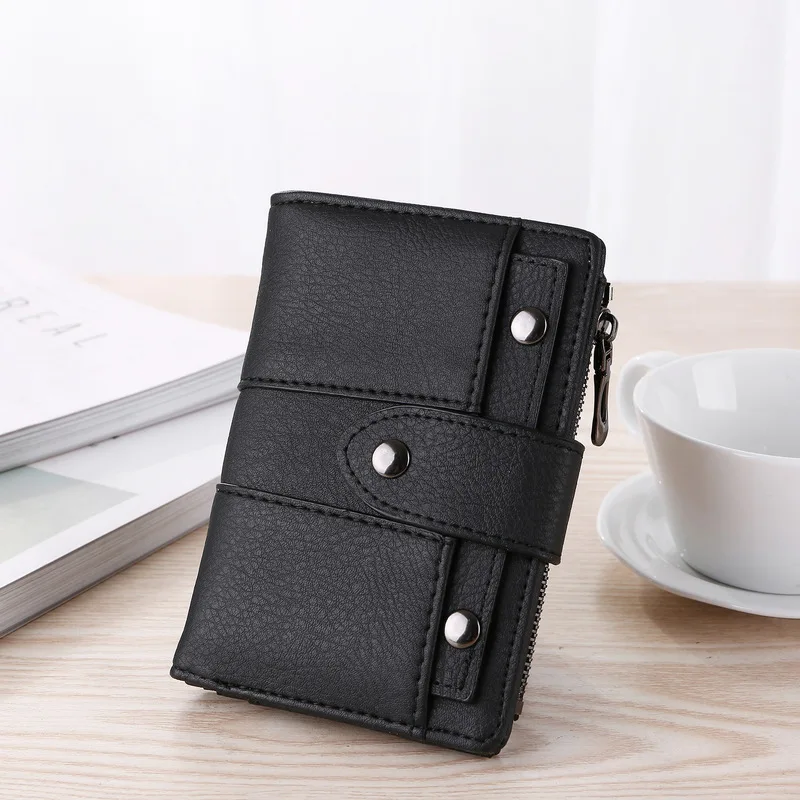 

Women Wallet Simple Retro Rivets Short Wallet Coin Purse Card Holders Handbag for Girls Purse Small Wallet Ladies Bolsa Feminina