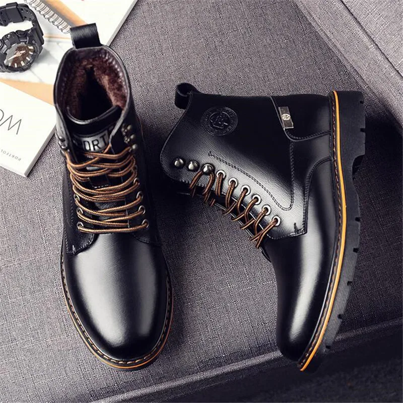 

Designer Dropshipping autumn winter men's boots new men's casual riding boots plus velvet help warm men shoes fashion boots