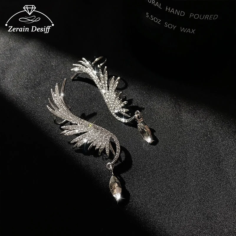 

Luxury Earrings Angel Wings Earrings Ear Bone Clips High-quality Temperament Silver Needle Earrings Full Diamond Ear Jewelry