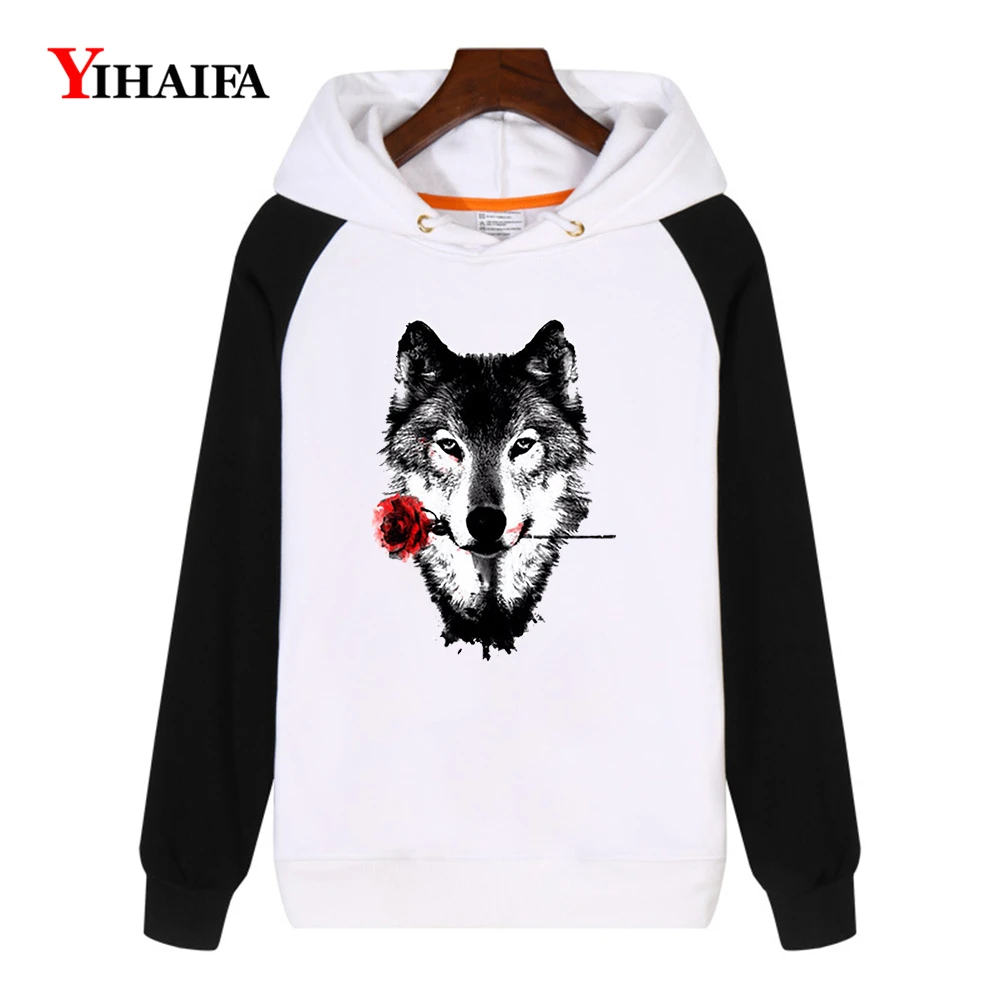YIHAIFA/Новинка Модные женские толстовки флисовые пуловер с принтом розовый волк
