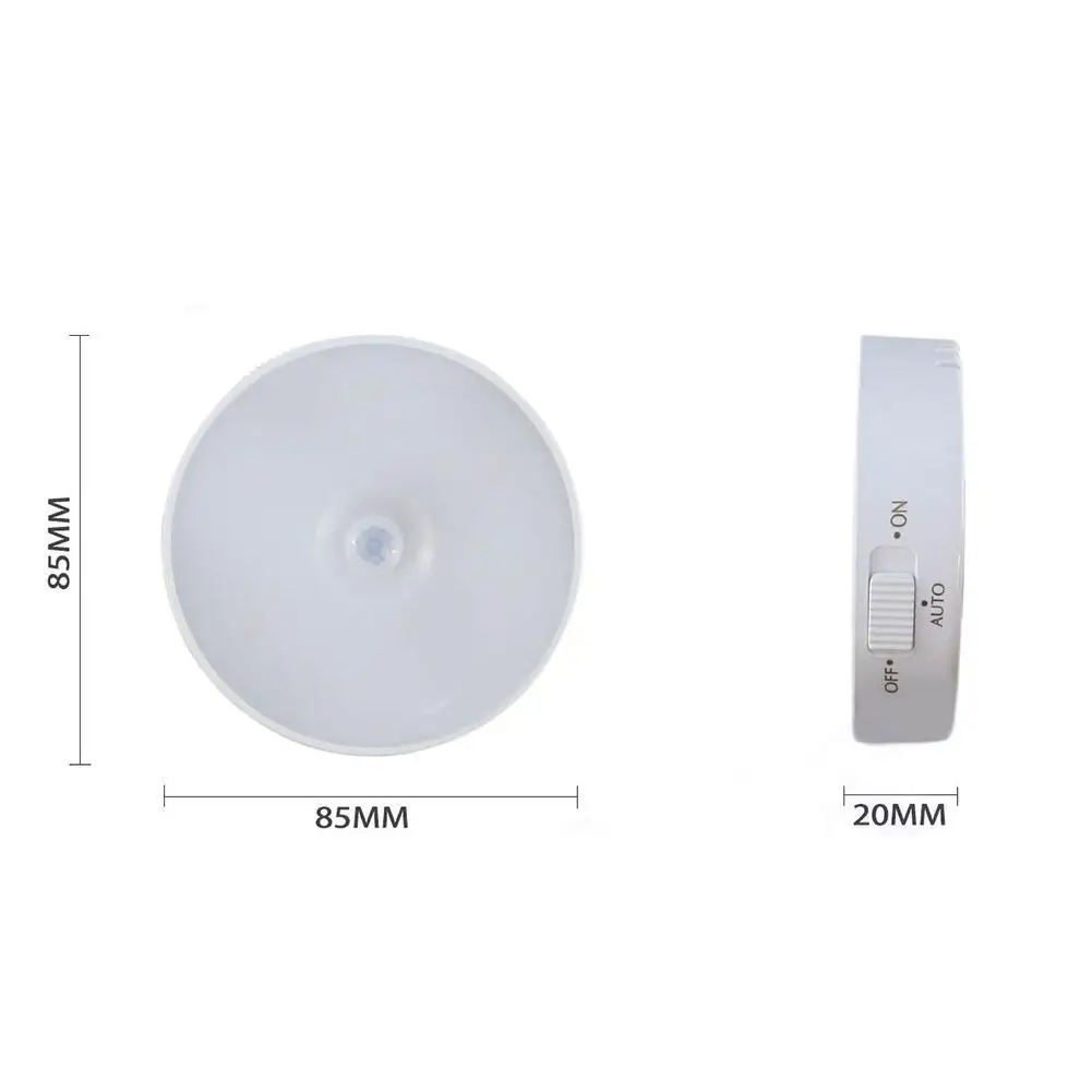 

LED Human Body Induction Night Light 85mm Diameter Home Light Light Night Decoration 0.5W Sensor Rechargeable Night Light W N3S3