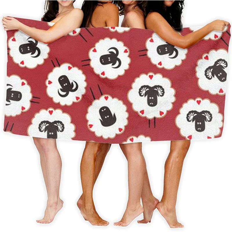 

Merry Christmas sheep bath towel, 30" X 50" pool, spa and gym quick-drying towel 100% microfiber