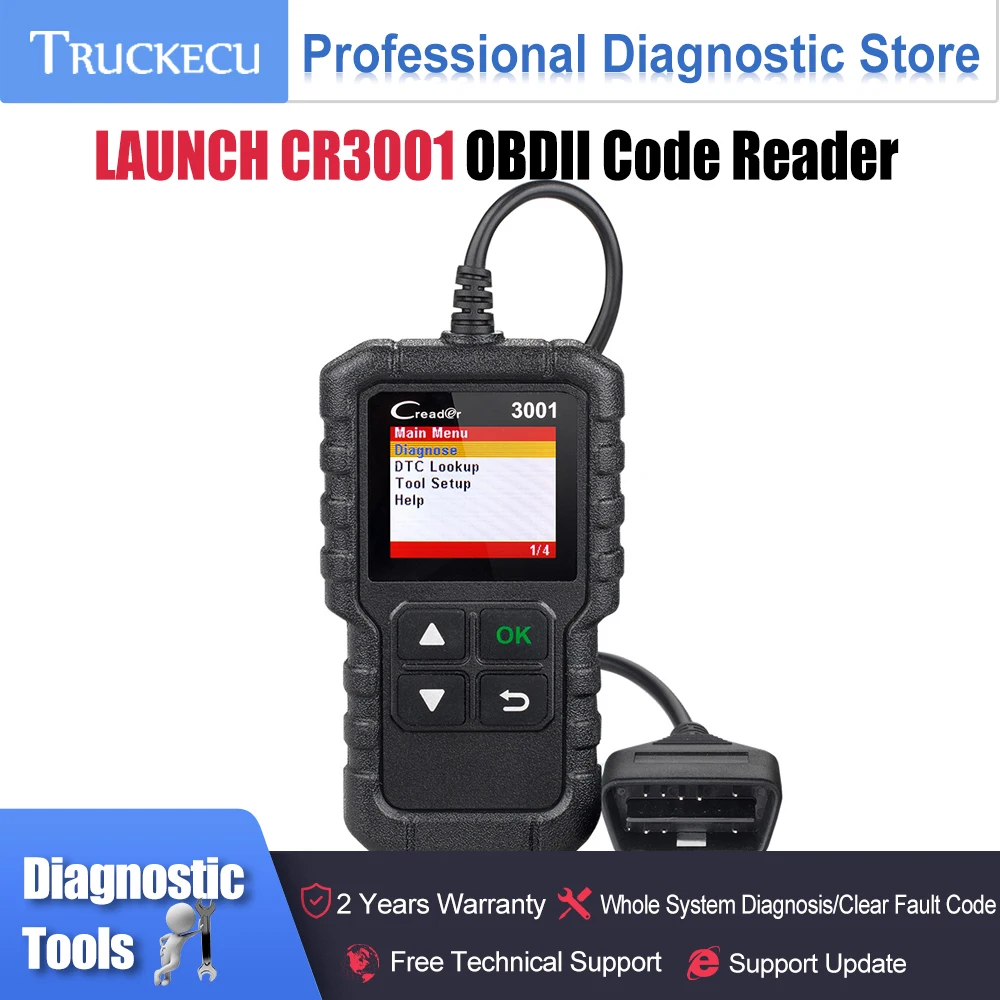 LAUNCH X431 CR3001 OBDII Code Reader Scanner OBD2 Scan Fault Code Reader Analyzer for Cars Creader 3001 better than ELM327