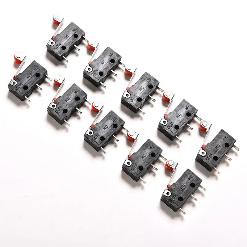 

10pcs/lot AC 5A 125V-250V Micro Roller Lever Arm Normally Open Close Limit Switches