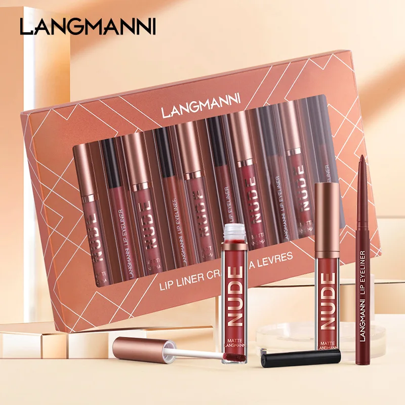 

12pcs/set Women Professional Matte Lip Liner Set Waterproof Long Lasting Smooth Natural Lipstick Kit Cosmetic Tools Packing Box