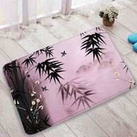 chinese ink bathroom bath mats bamboo flowers and birds living room kitchen non slip flannel carpets bathroom supplies doormat