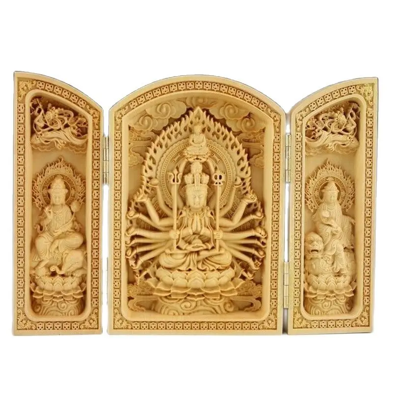 Восточные винтажные Самшит ручной работы резная статуя Будды AQQ | Дом и сад