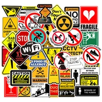 50pcs warning sign stickers wallpaper decal motorcycle skateboard fridge doodle funny stickers for auto laptop trunk toy sticker