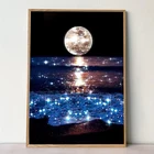 Алмазная 5D мозаичная картина Nabi, полностью круглая, квадратная, пейзаж, Луна, алмазная вышивка, побережье, украшение для творчества