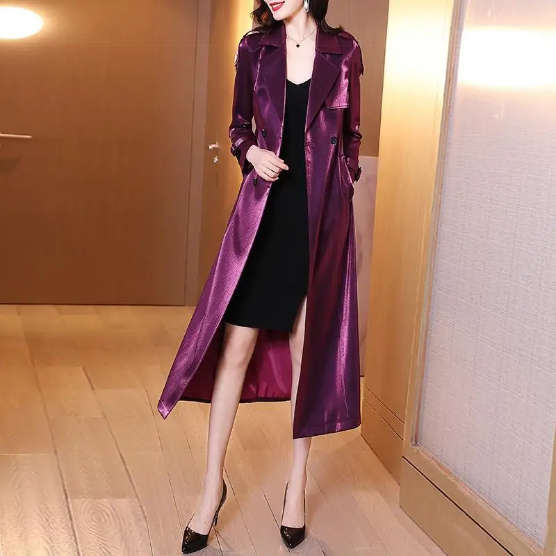 Тренчкот женский демисезонный с отложным воротником модная длинная