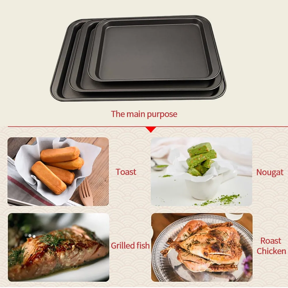 

3size Carbon Steel Bakeware Rectangle Non-Stick Cooking Plate For Baking Cake Molds Non-Stick Round Cake Mold Kitchen Cook Tools