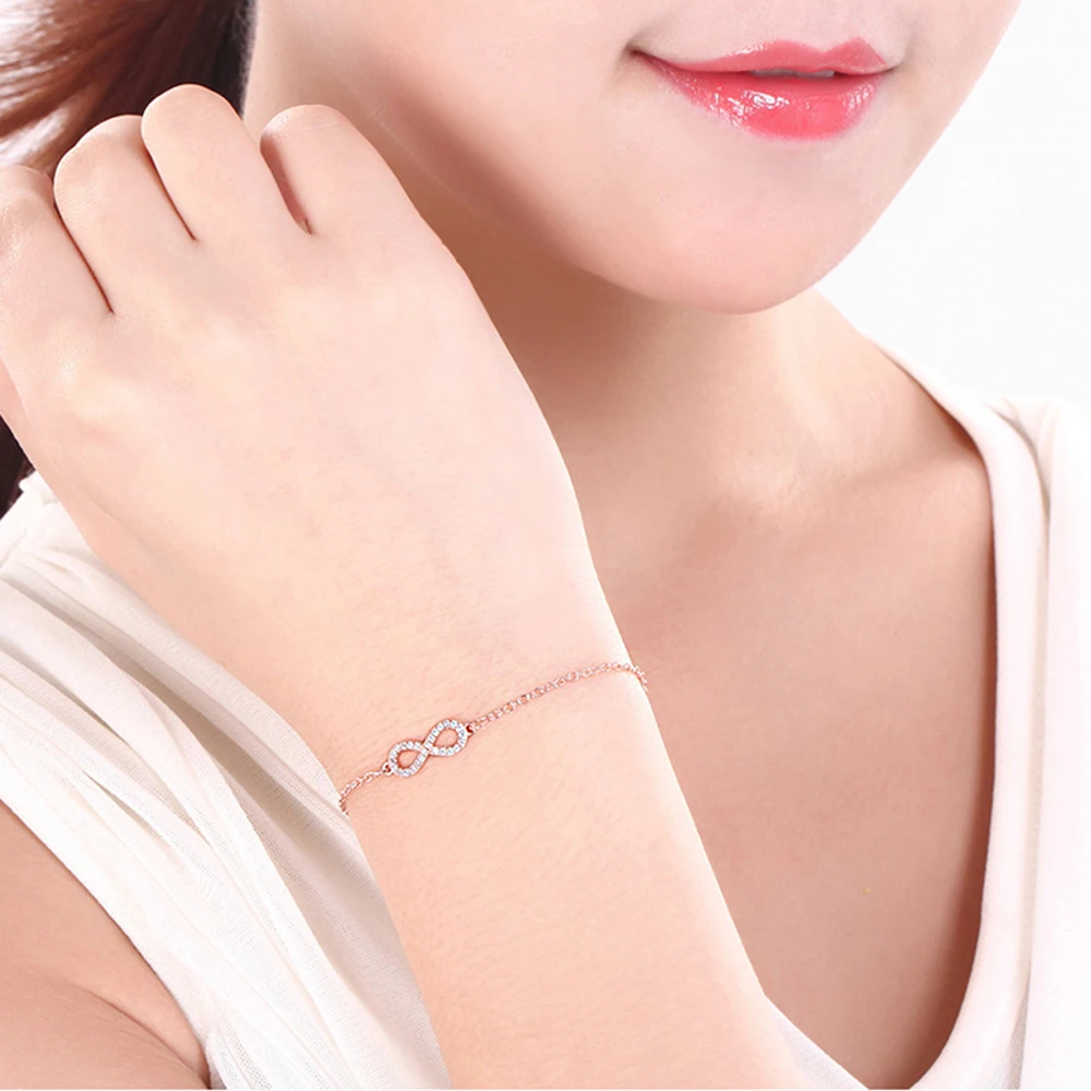 

jinzeyi Korean version simple popular ladies bracelet Fashion 8 word crystal infinite bracelets for women lucky digital zircon