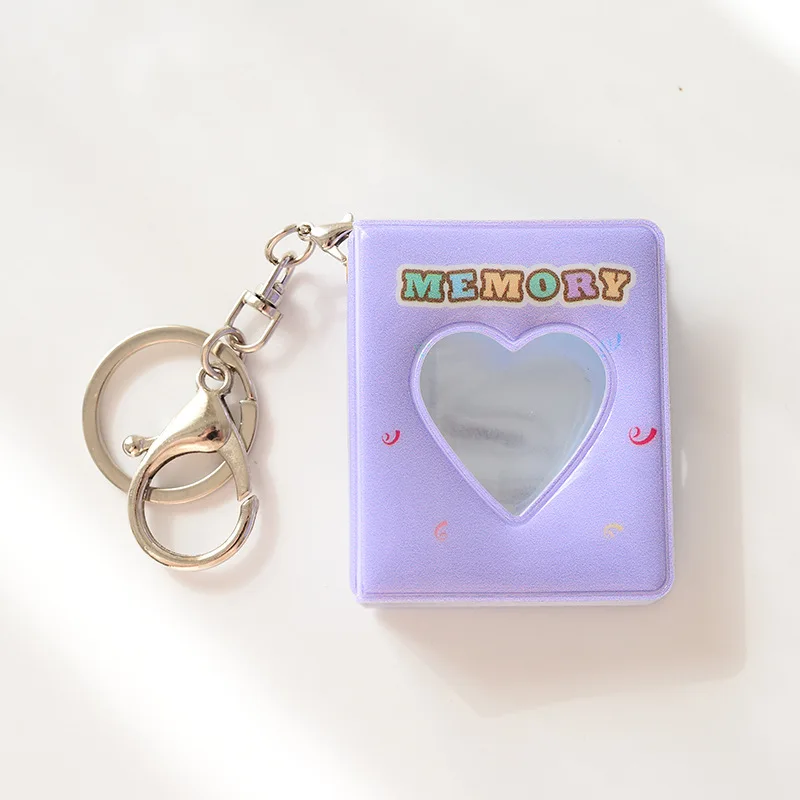 

16 Pockets Mini Photo Album Hollow Love Card Holder 1 Inch 3*4.5cm Photocard Holder Album For Sticker & Name Card With Keychain
