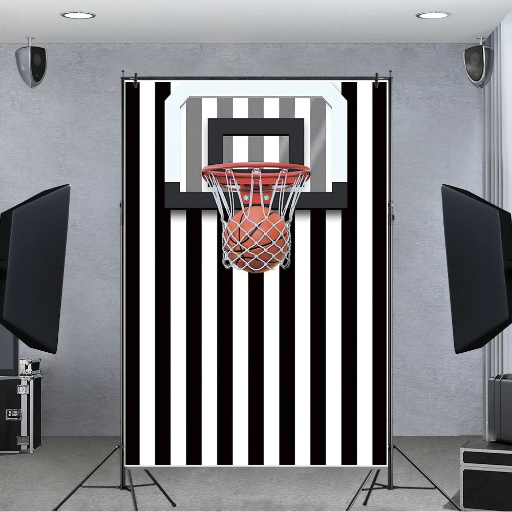 Баскетбольное кольцо баскетбольной площадки черный белый цвет в полоску фон для