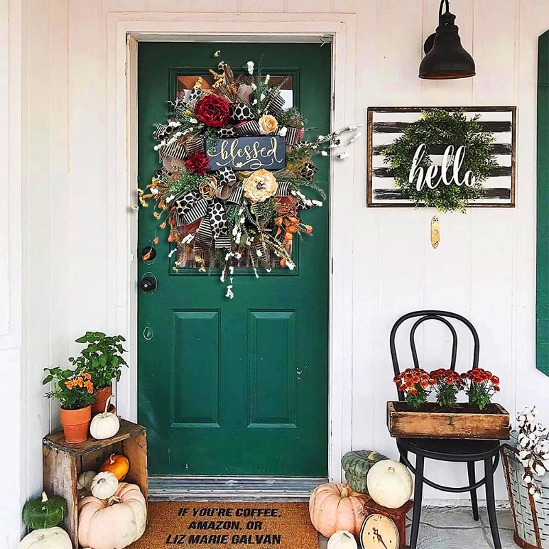 

Осенняя леопардовая гирлянда T5EF, входная дверь, День благодарения, свадебное садовое украшение для дома